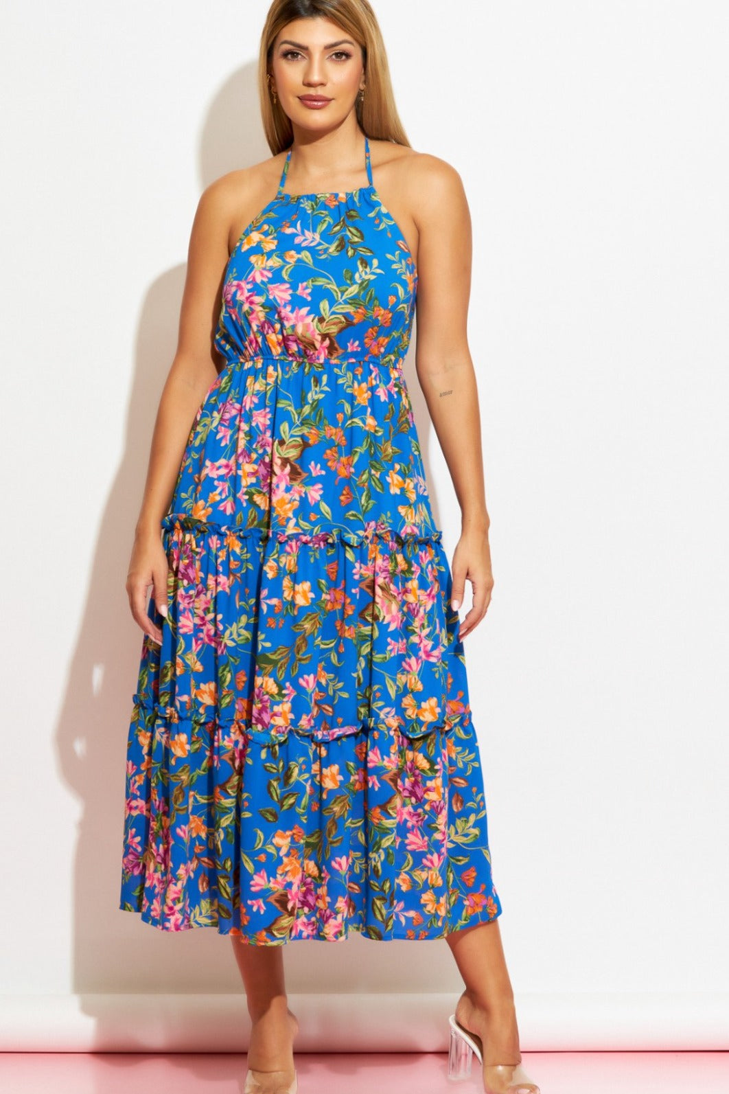 Vestido azul estampado