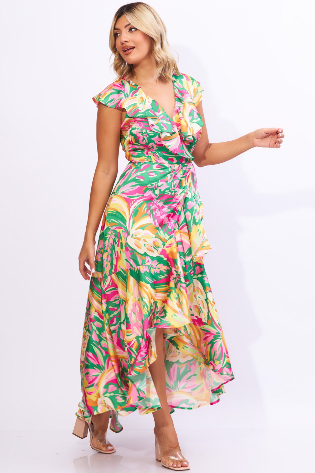 Vestido simétrico floreado