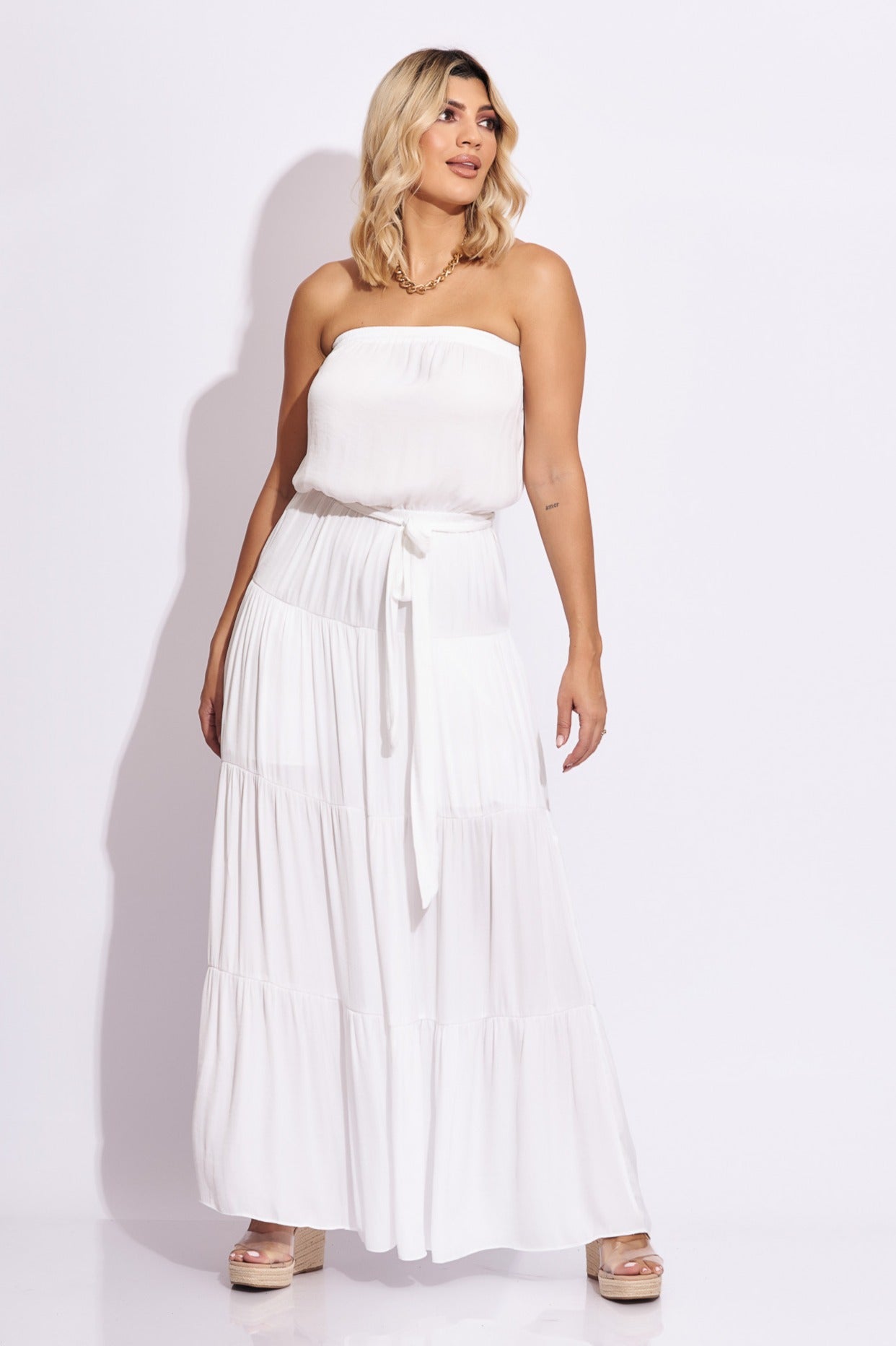 Vestido strapples blanco