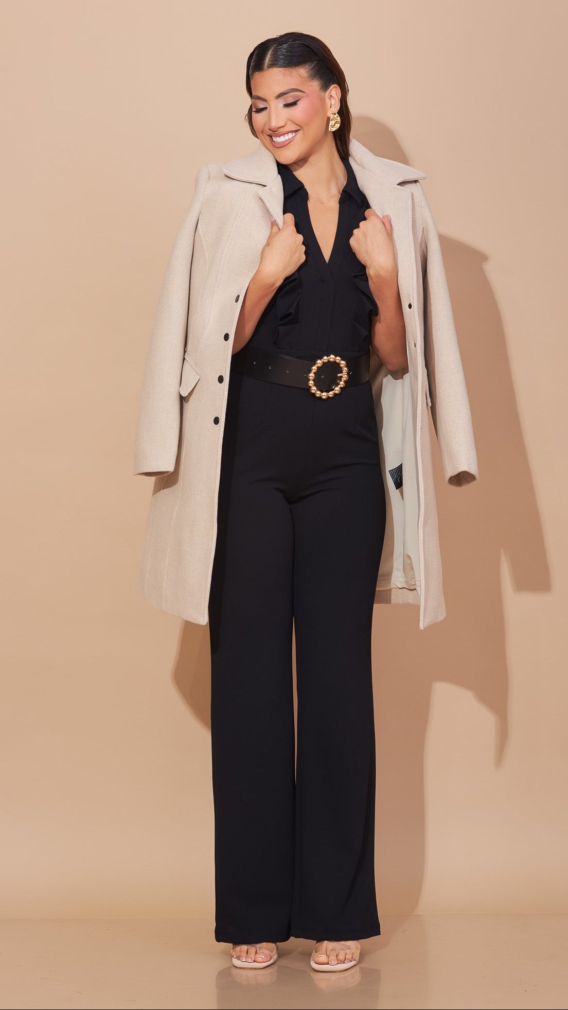 Gabardina color crema