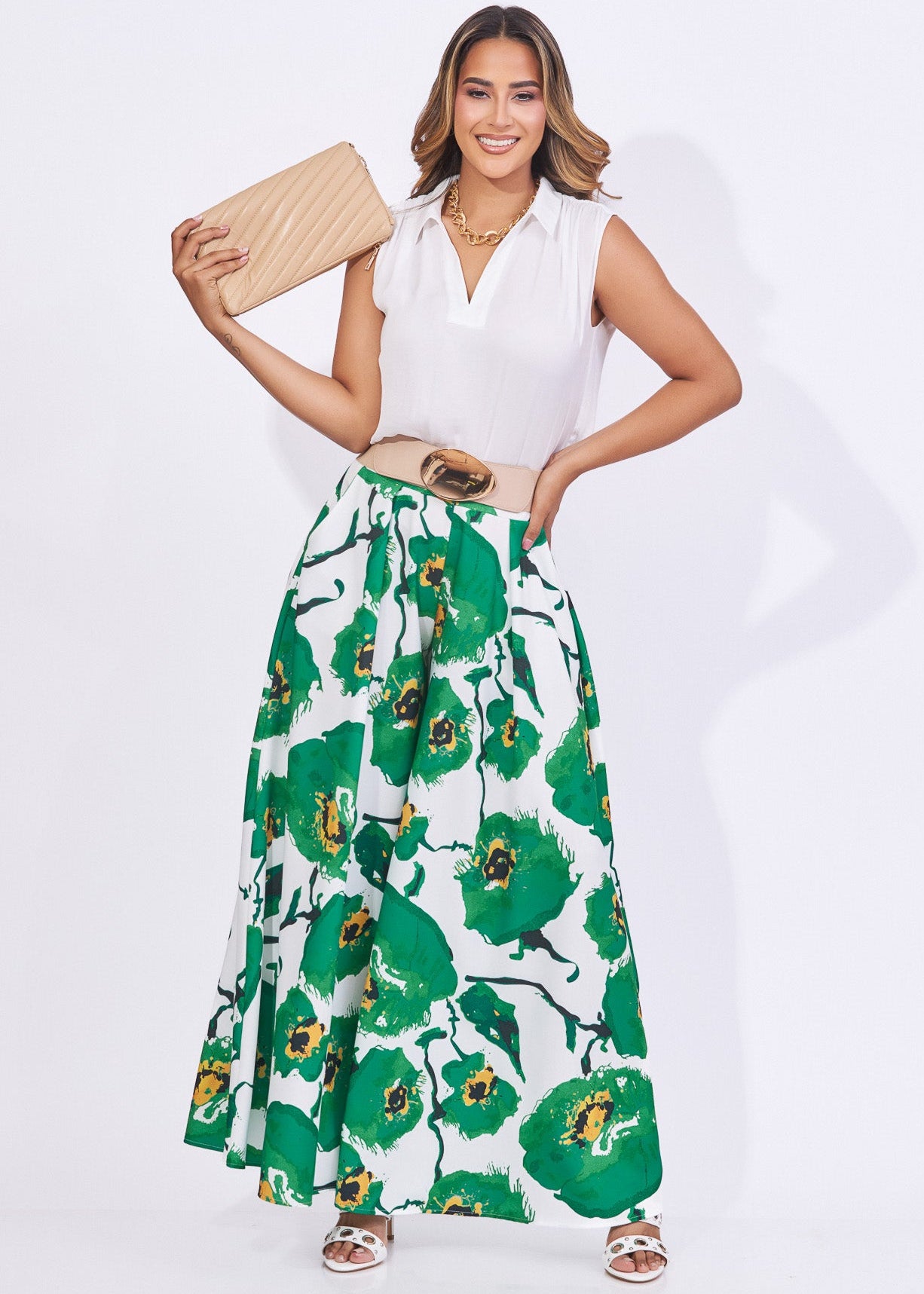 Palazzo estampado flores grandes