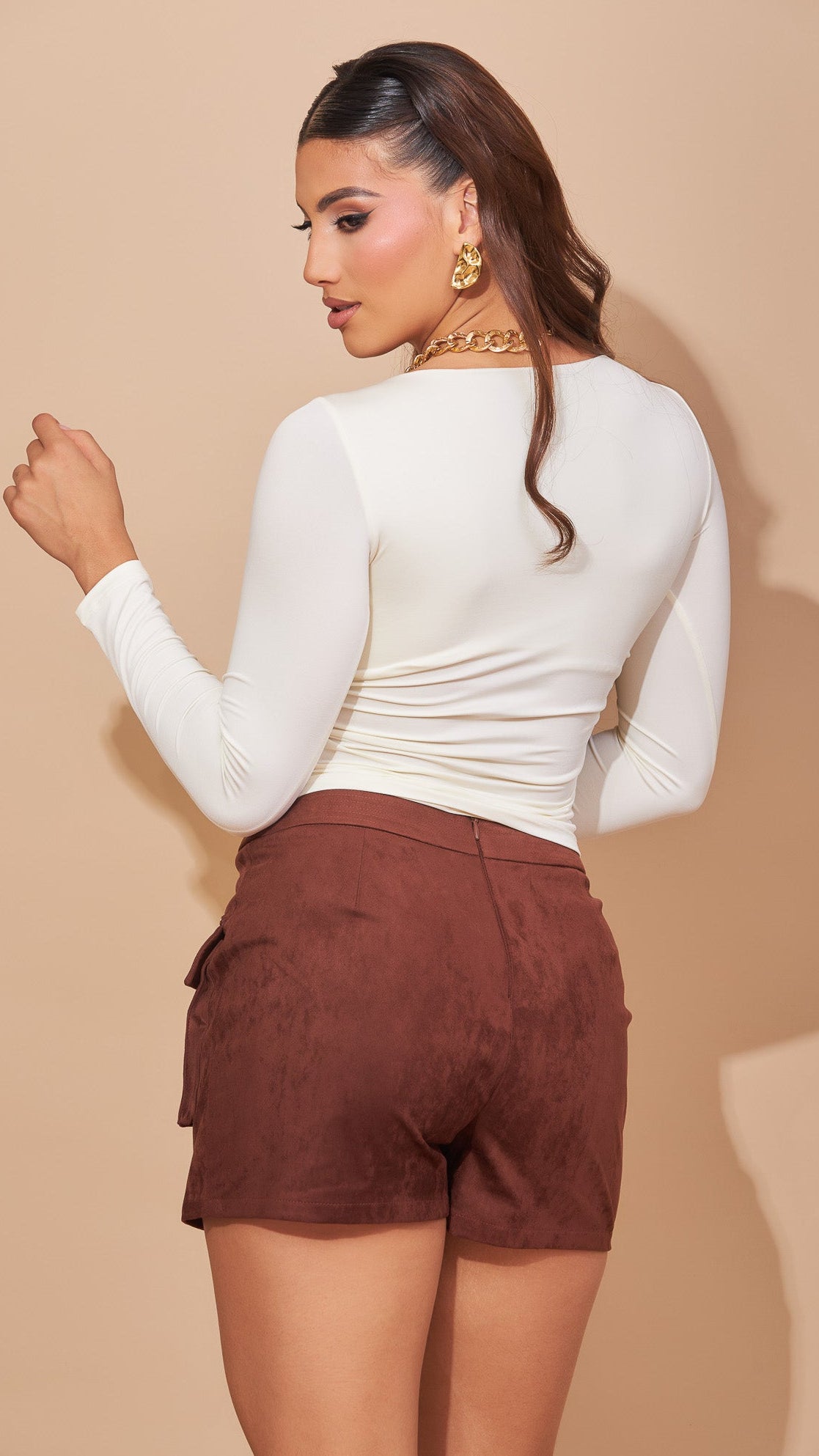 Blusa manga larga color crema