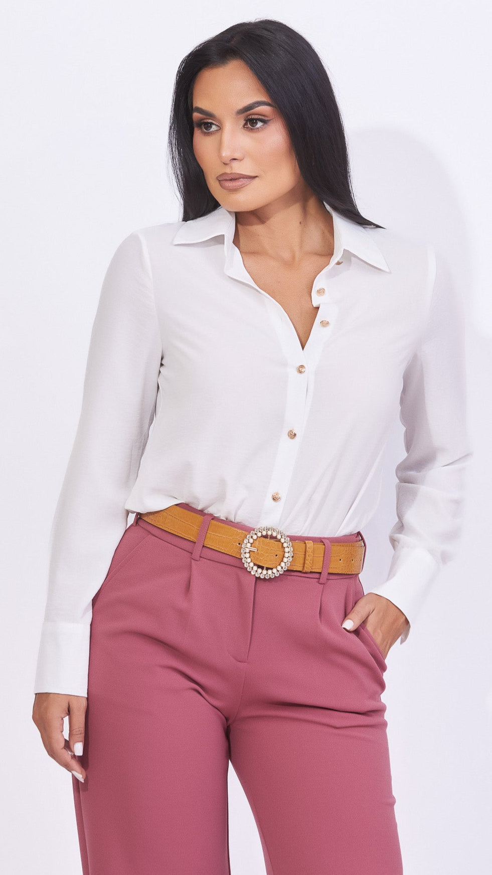 Blusa camisera en color blanco