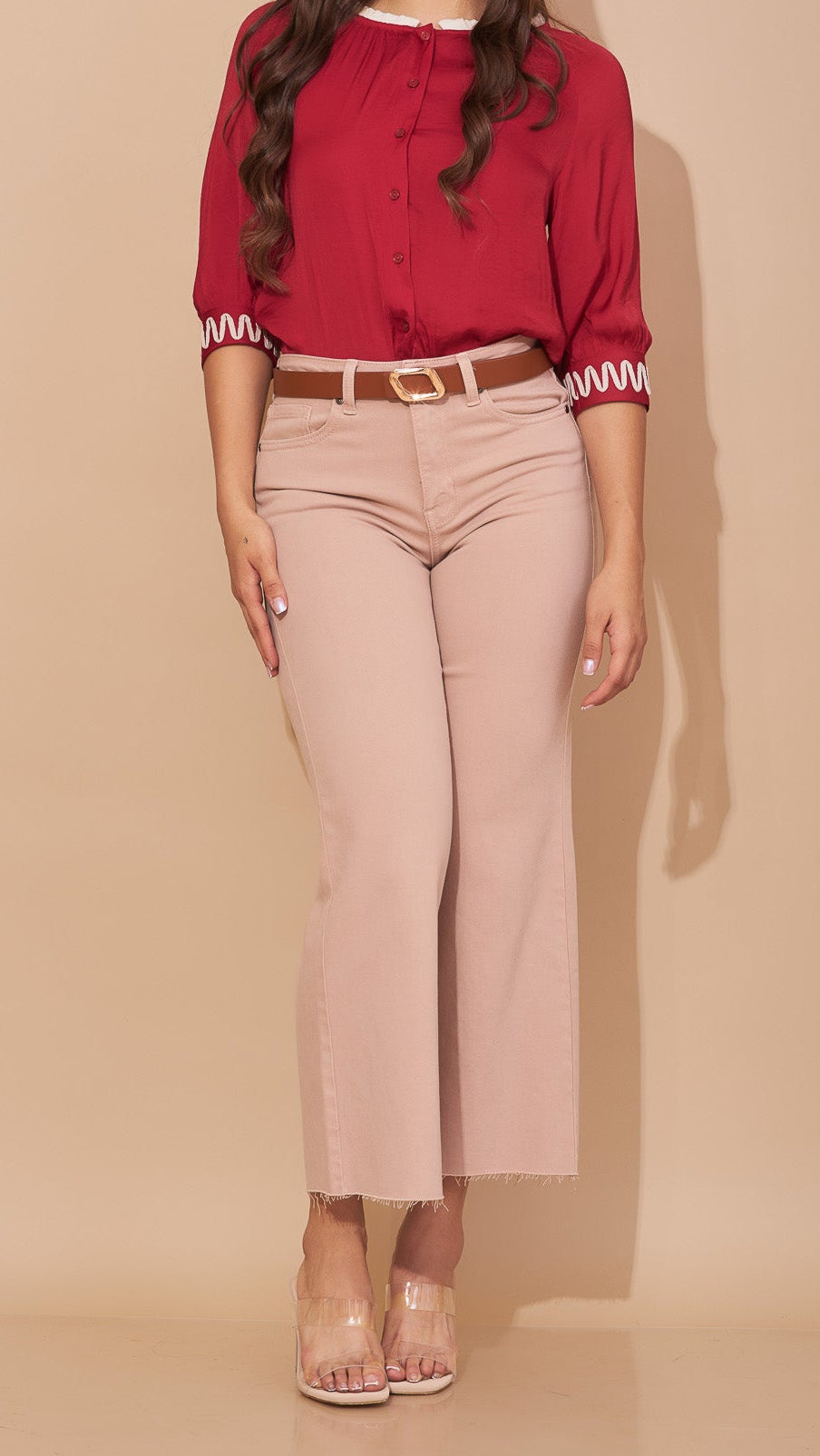 Pantalón Wide Leg Cropped color Nude