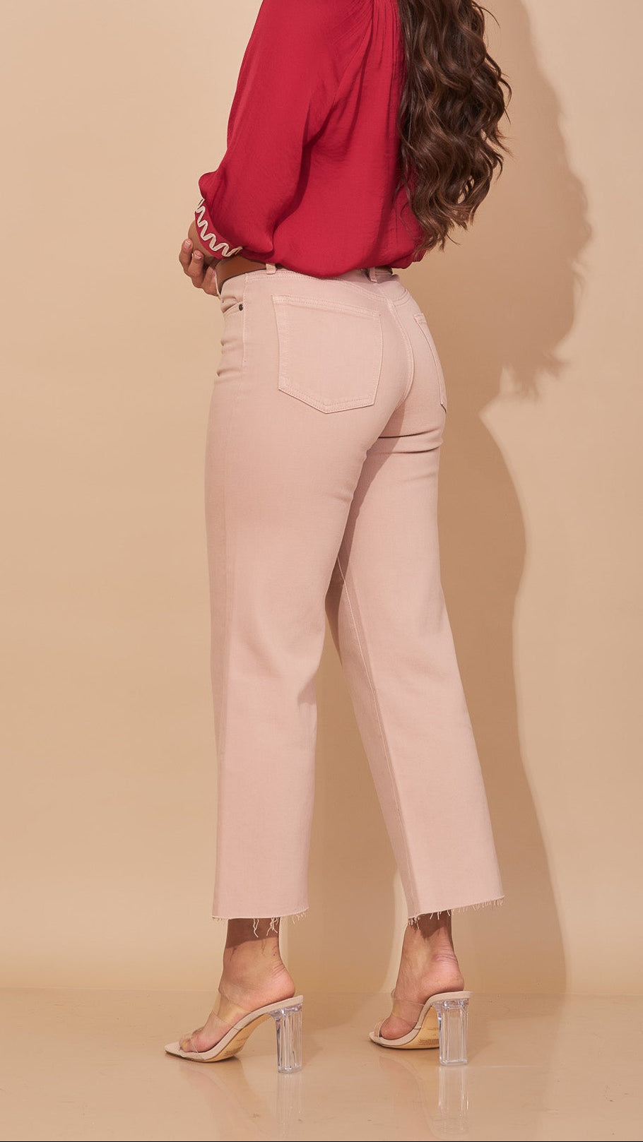 Pantalón Wide Leg Cropped color Nude