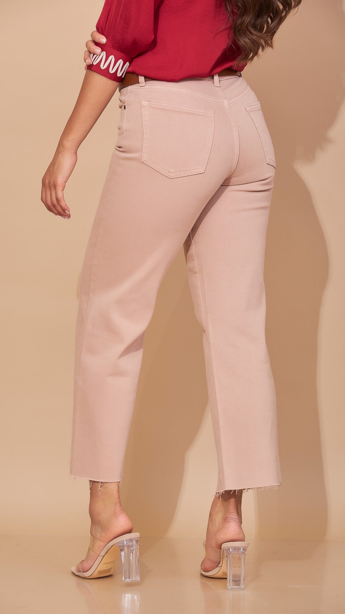 Pantalón Wide Leg Cropped color Nude