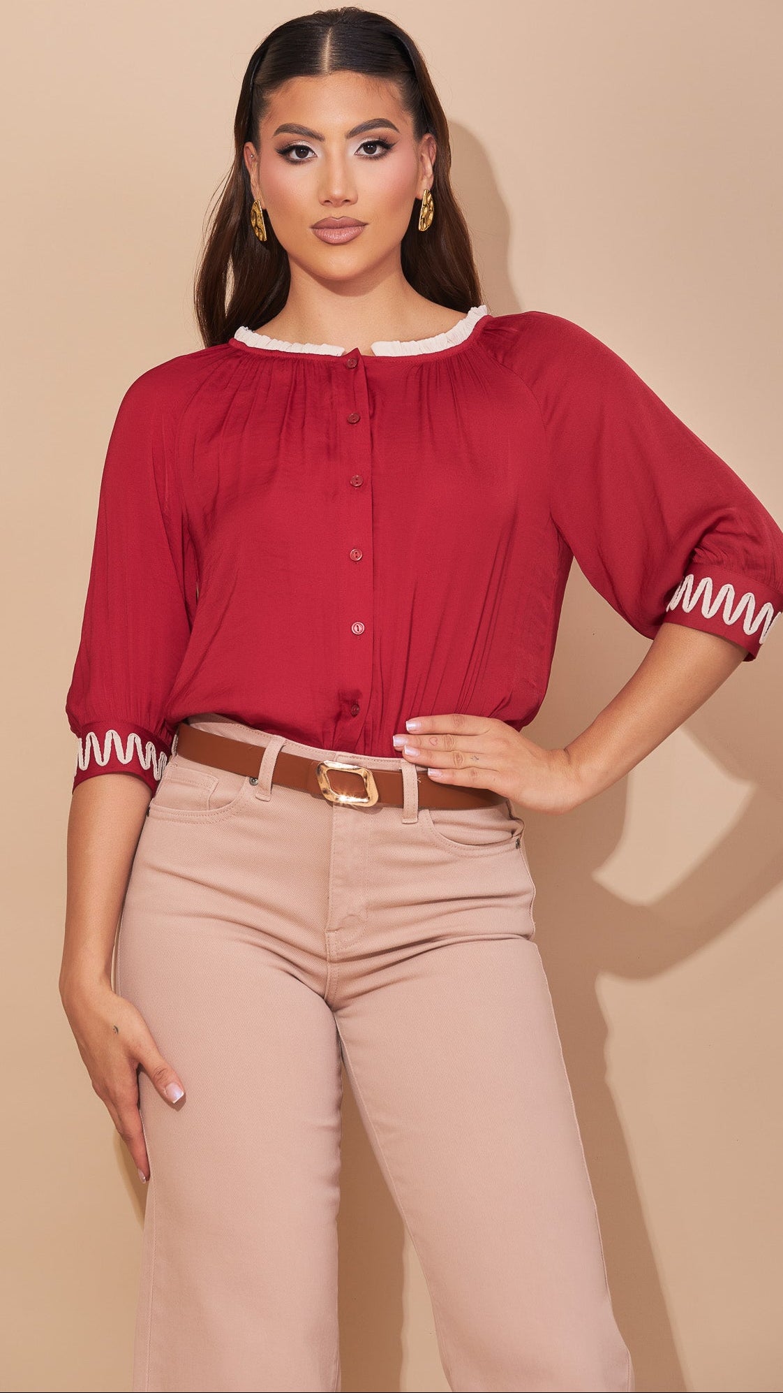 Blusa roja c/blanco