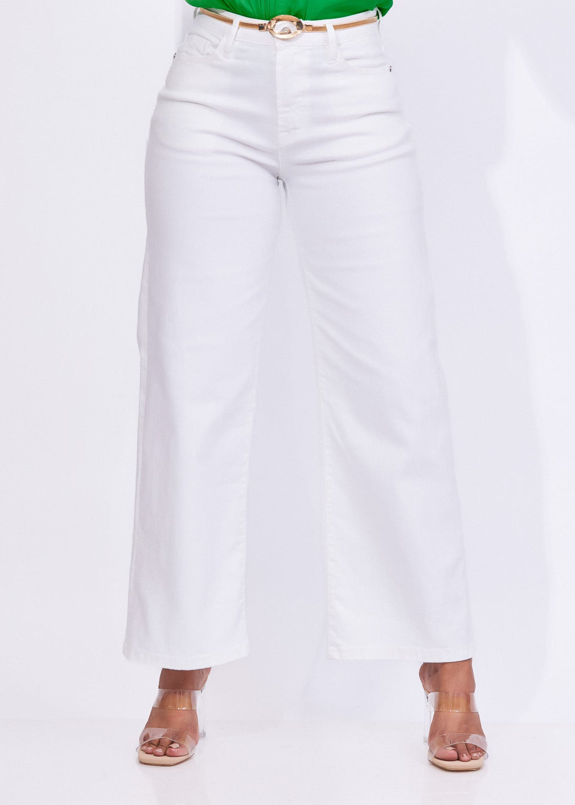 Jeans blanco en mezclilla stretch talle alto
