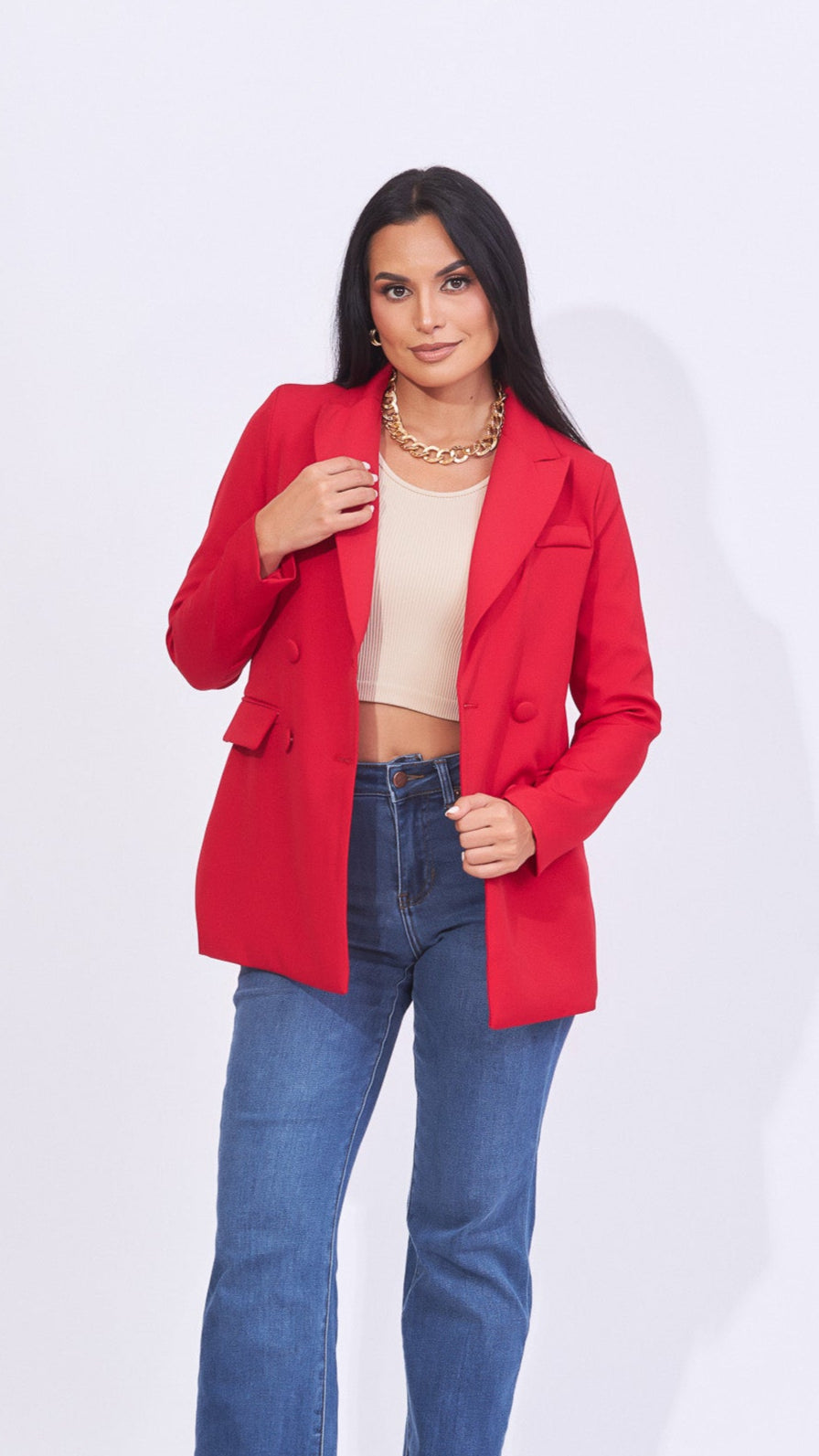 Blazer rojo botones