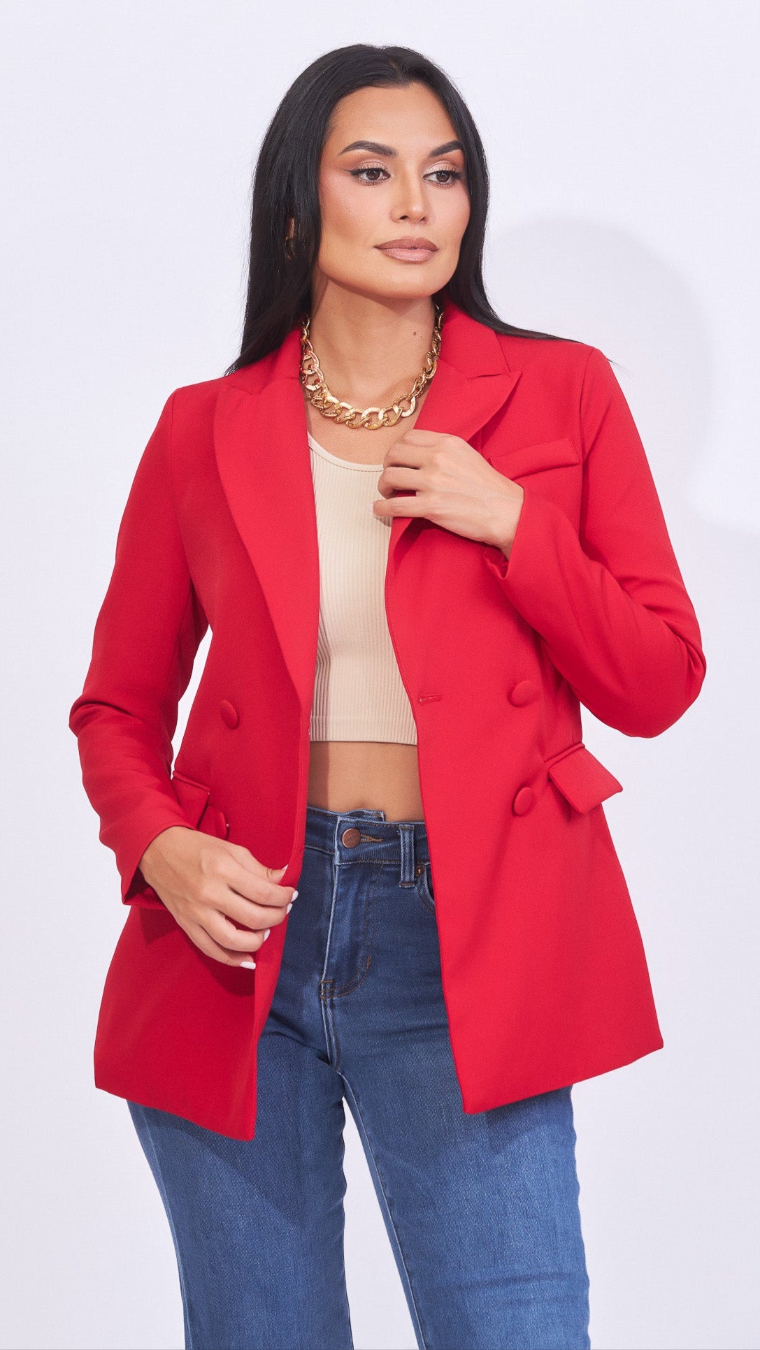 Blazer rojo botones