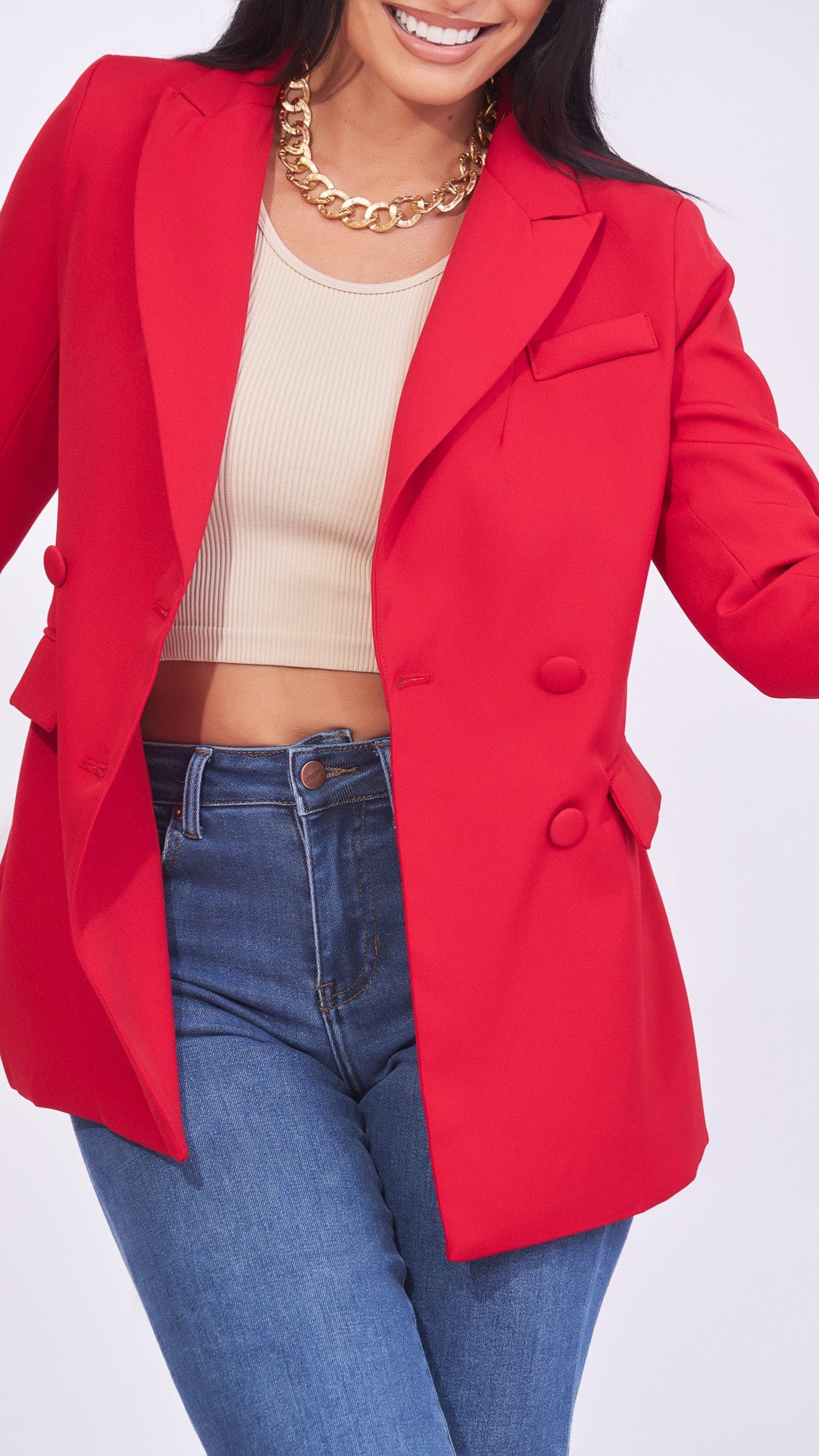 Blazer rojo botones