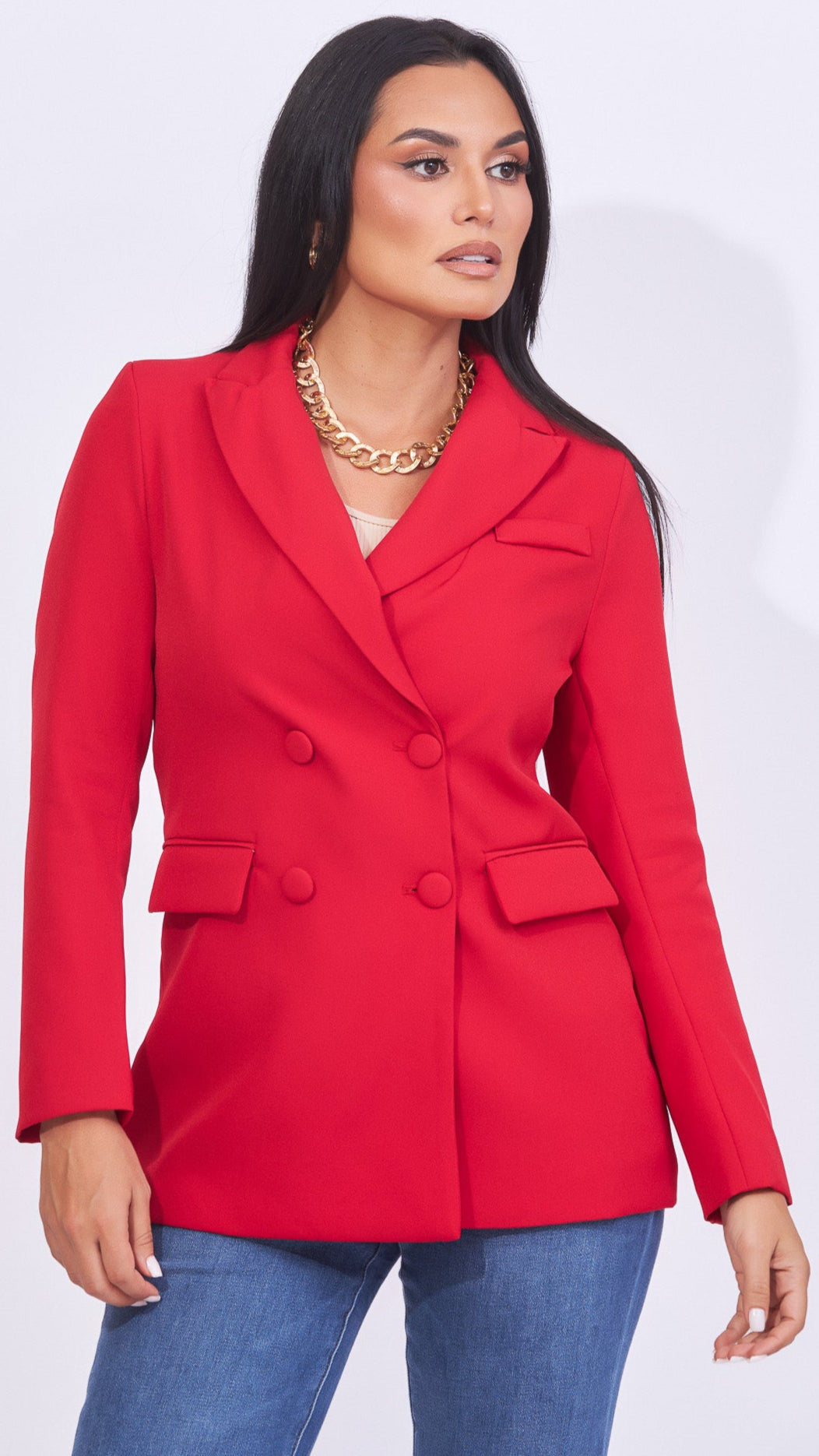 Blazer rojo botones