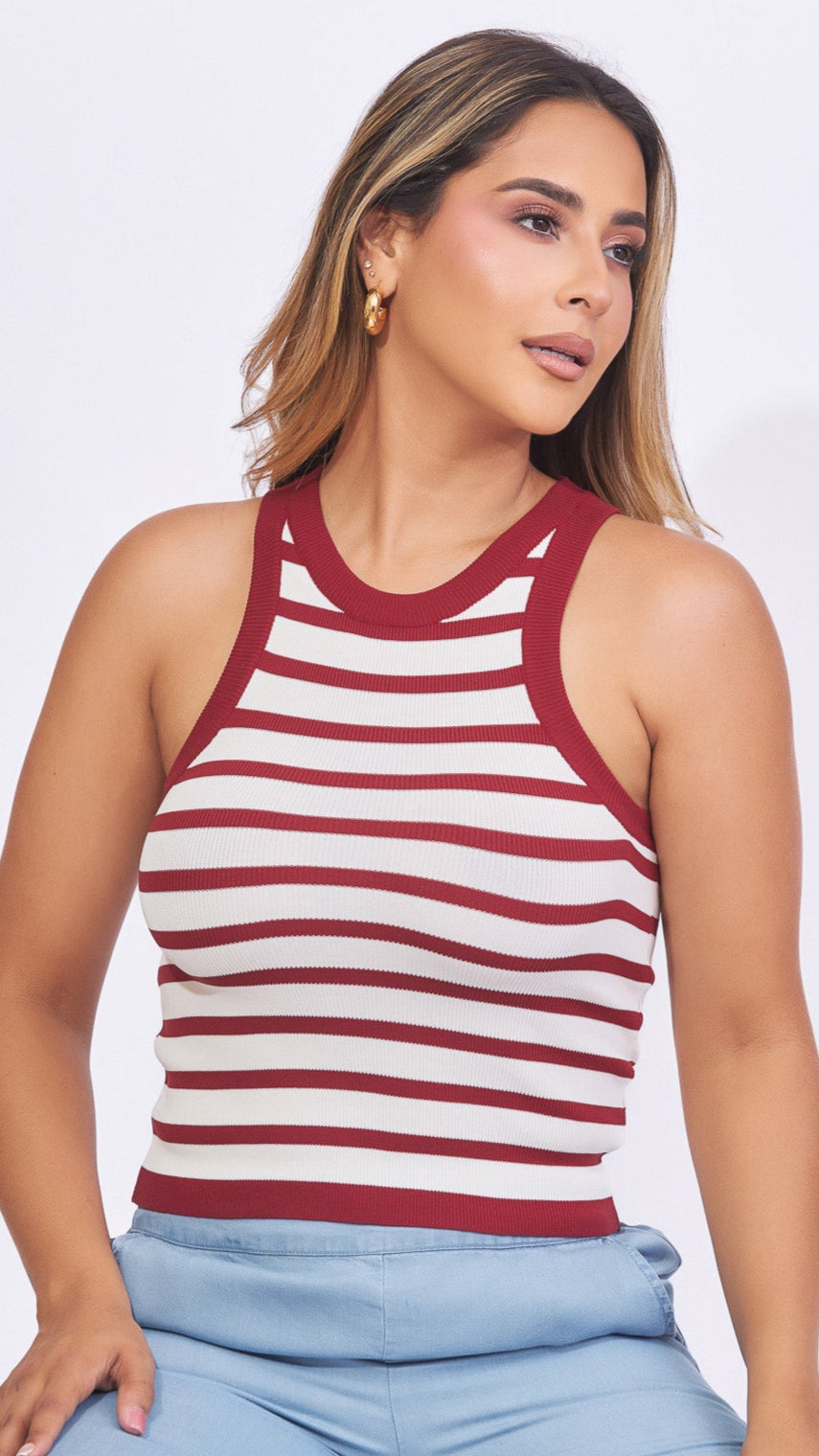 Blusa rayas vino