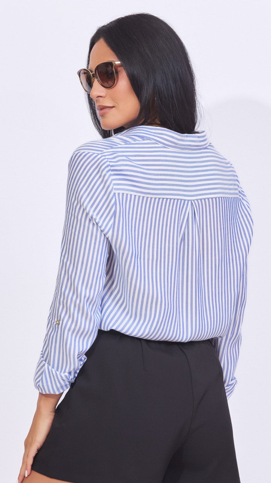 Blusa camisera rayas en azul