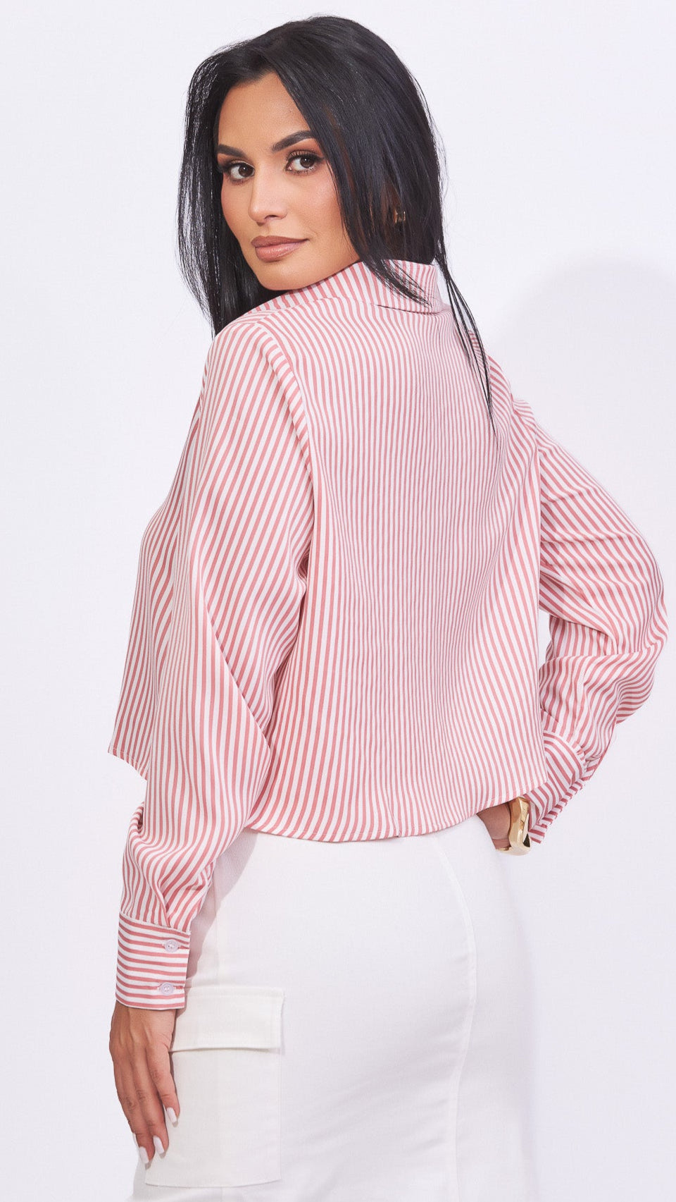 Blusa camisera rayas rosa