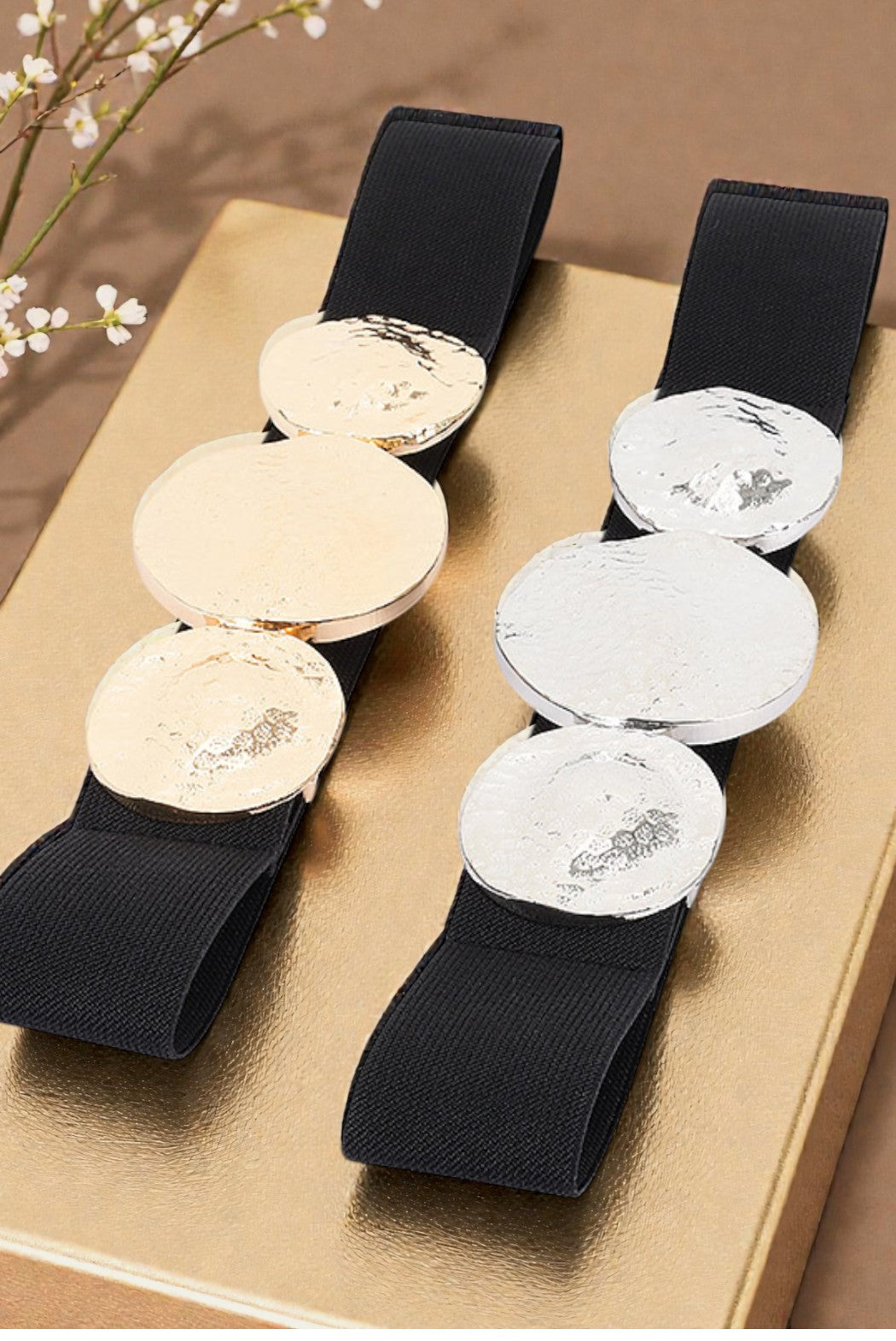 Cinturón elástico dorado unitalla