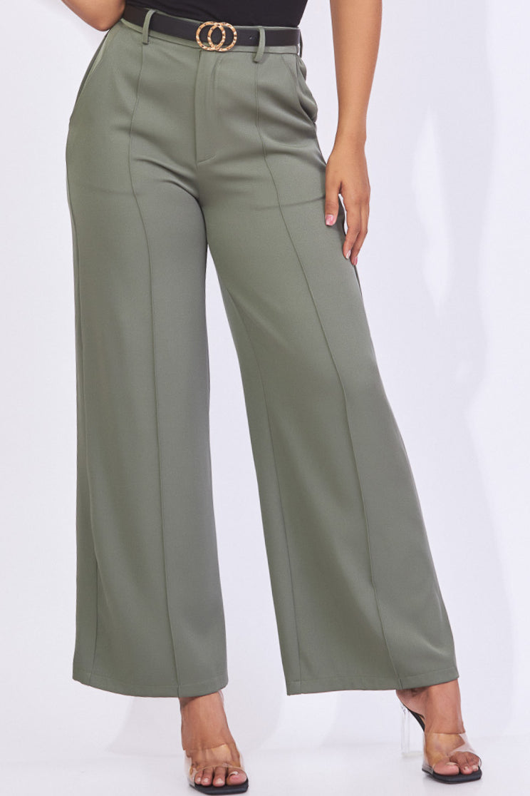 Pantalón de pierna ancha color olivo