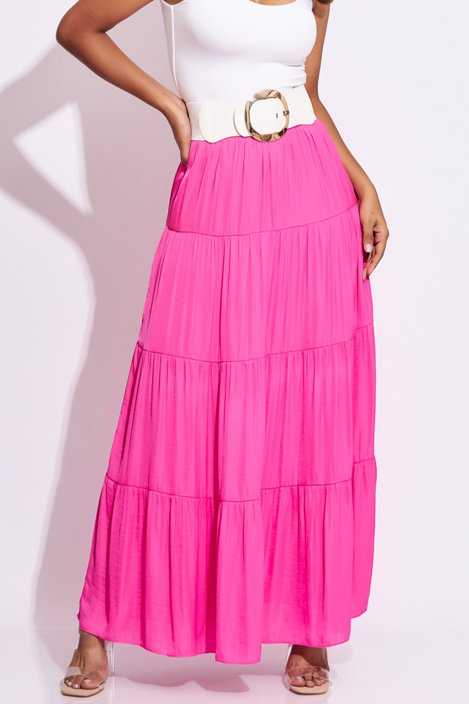 Falda  larga en color fucsia