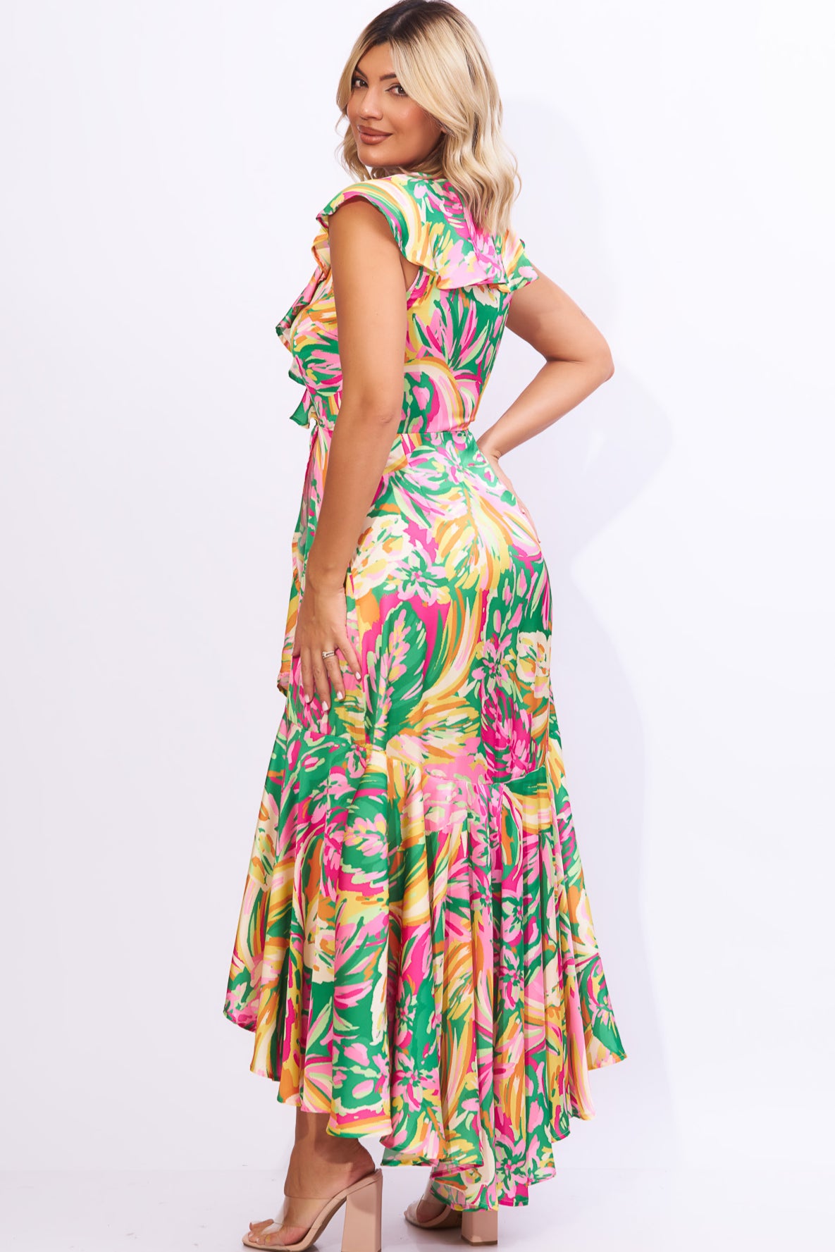 Vestido simétrico floreado