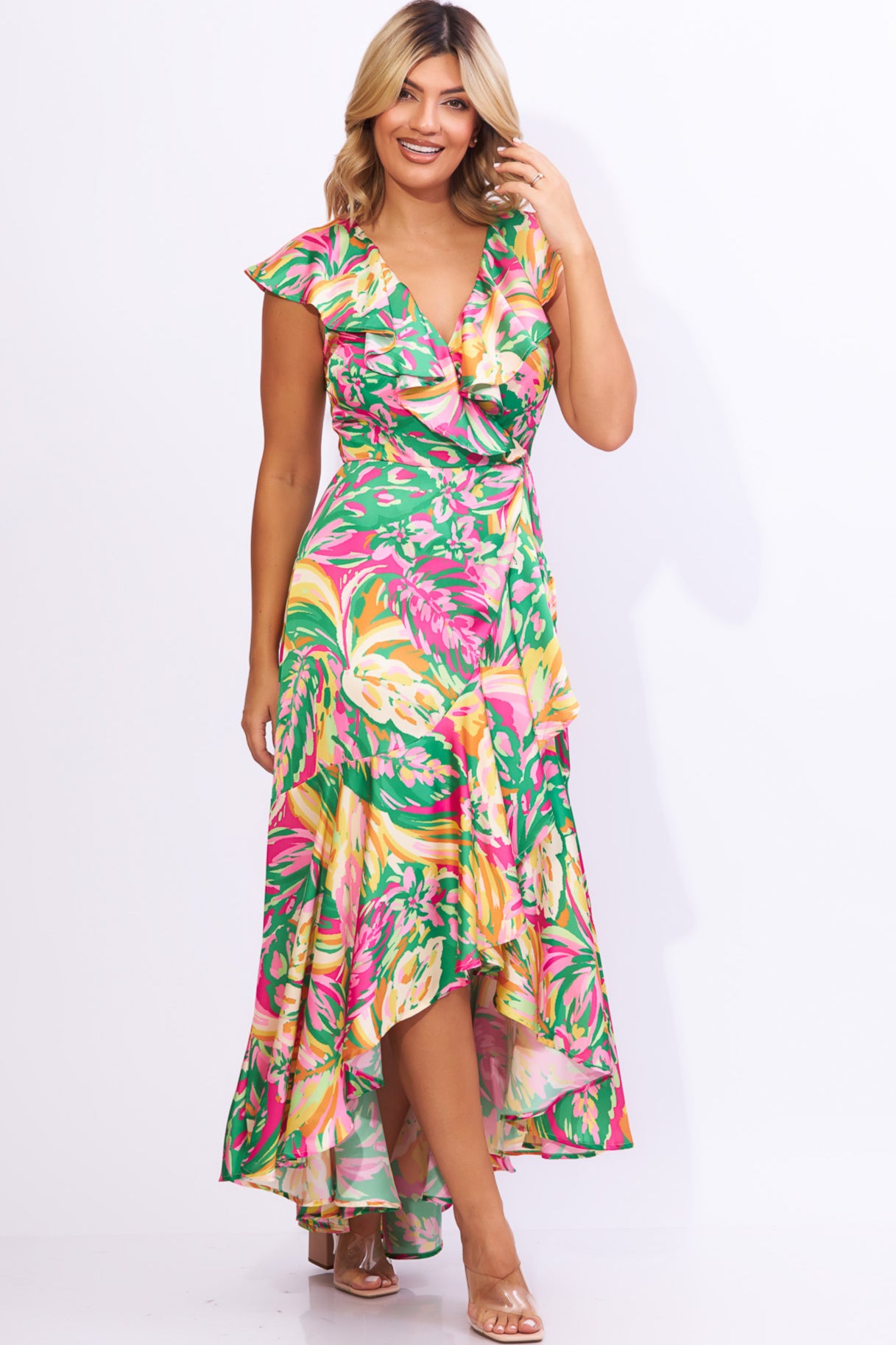 Vestido simétrico floreado