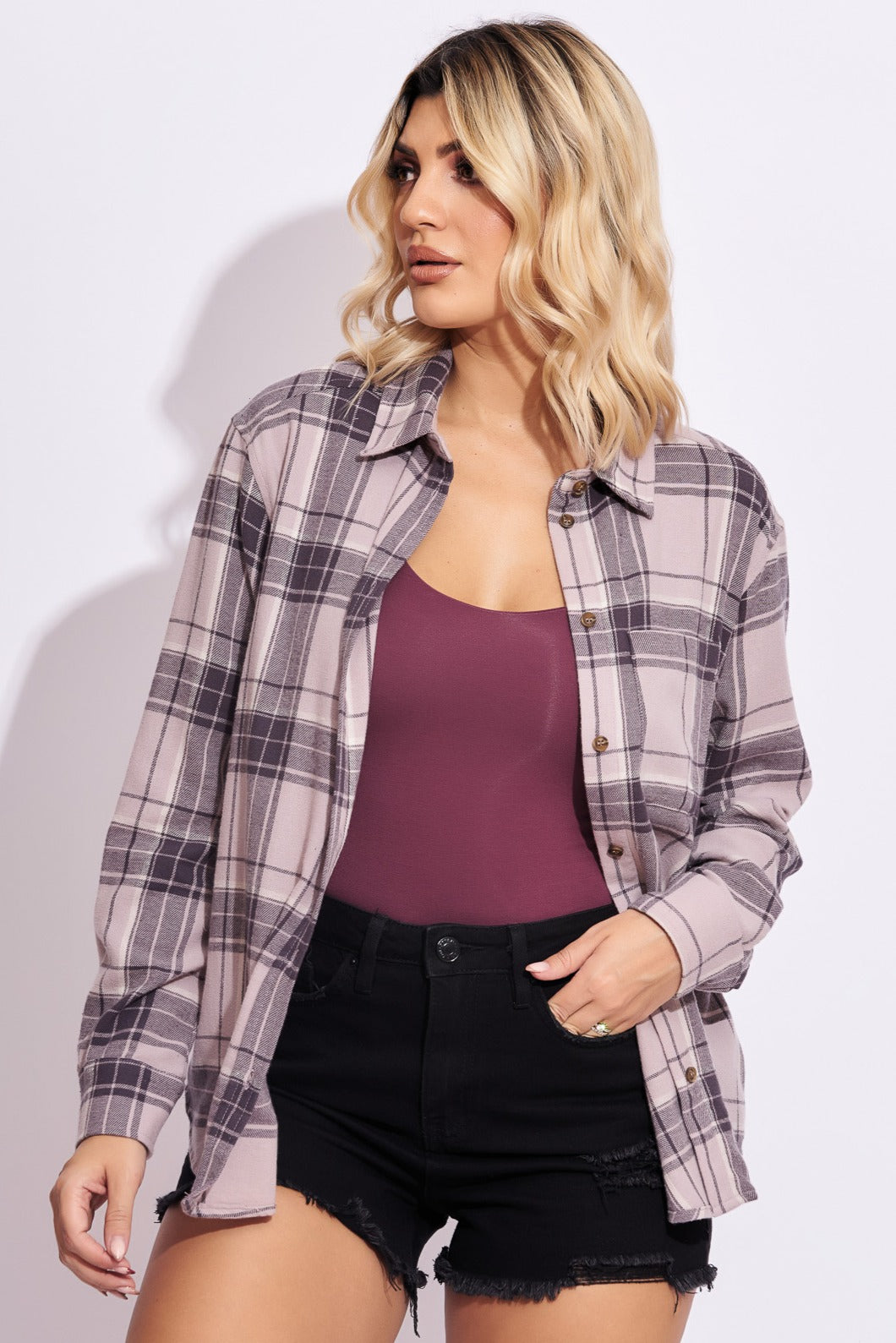 Blusa camisera de cuadros