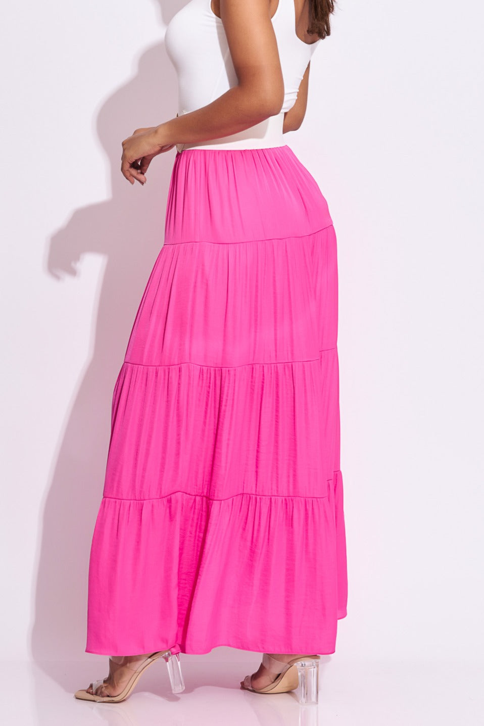 Falda  larga en color fucsia