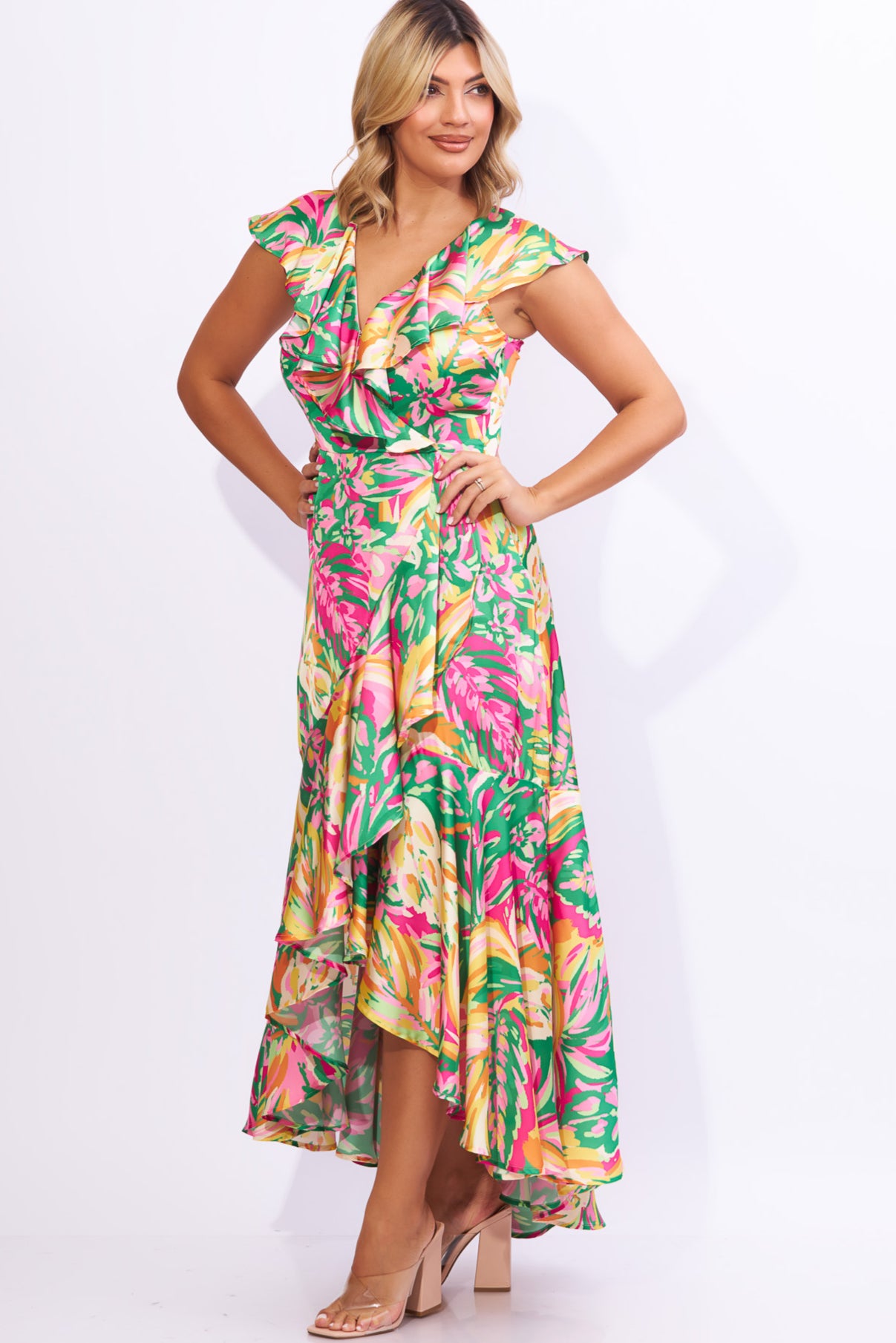 Vestido simétrico floreado