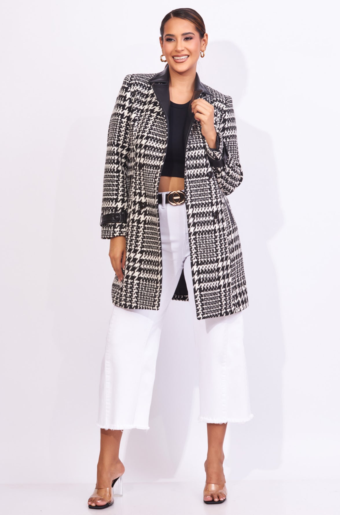 Gabardina cuadros negro con blanco