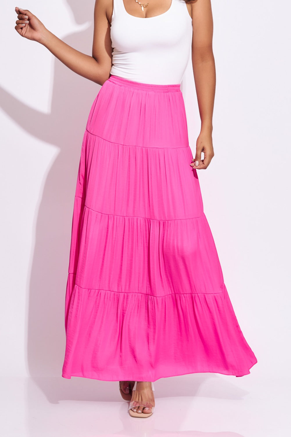 Falda  larga en color fucsia