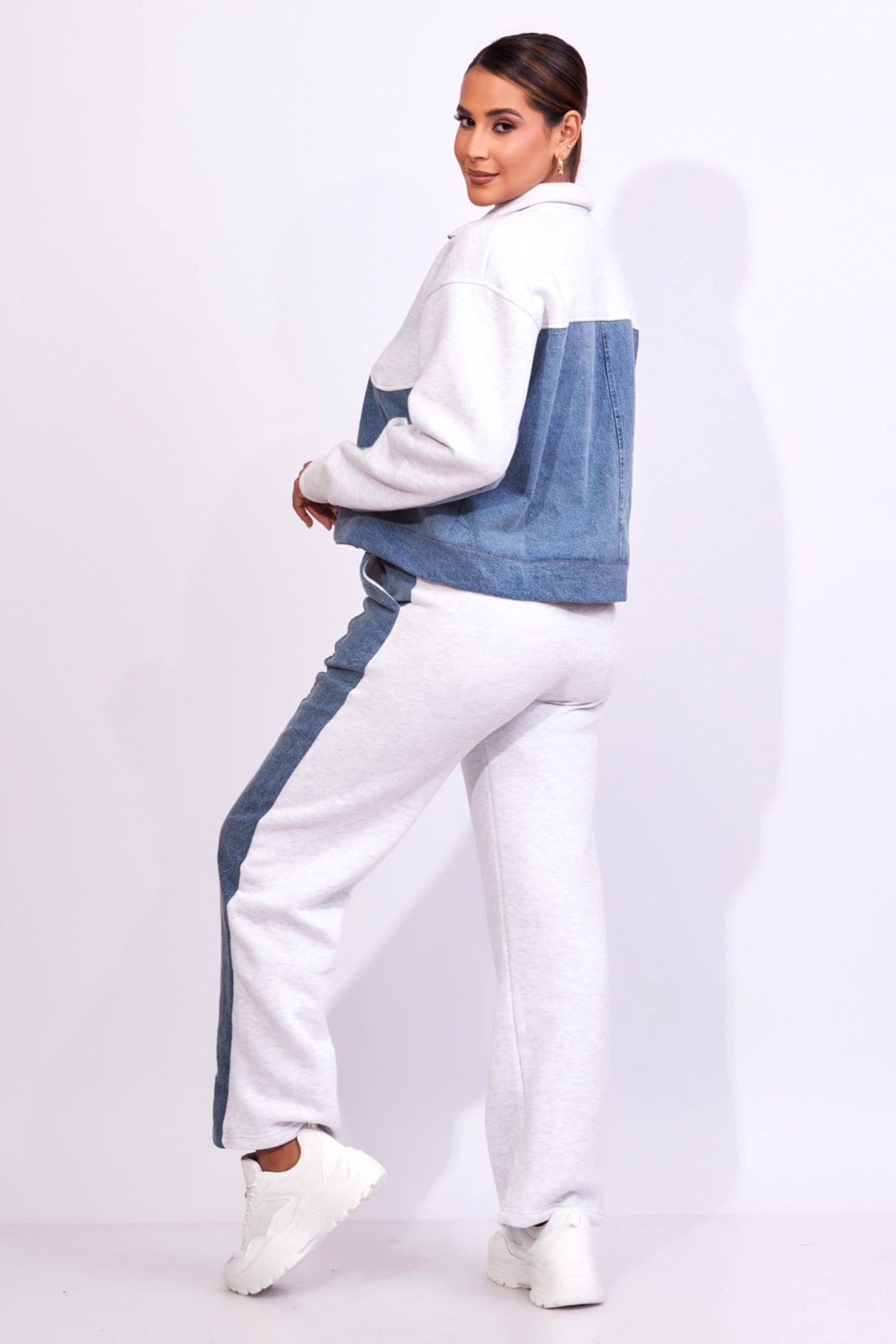 Set deportivo con mezclilla en  tela de buzo