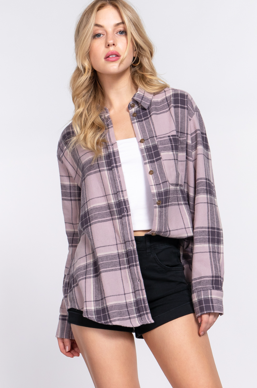 Blusa camisera de cuadros