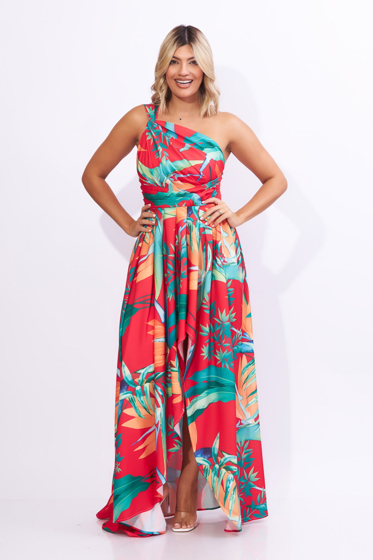 Maxi vestido estampado rojo