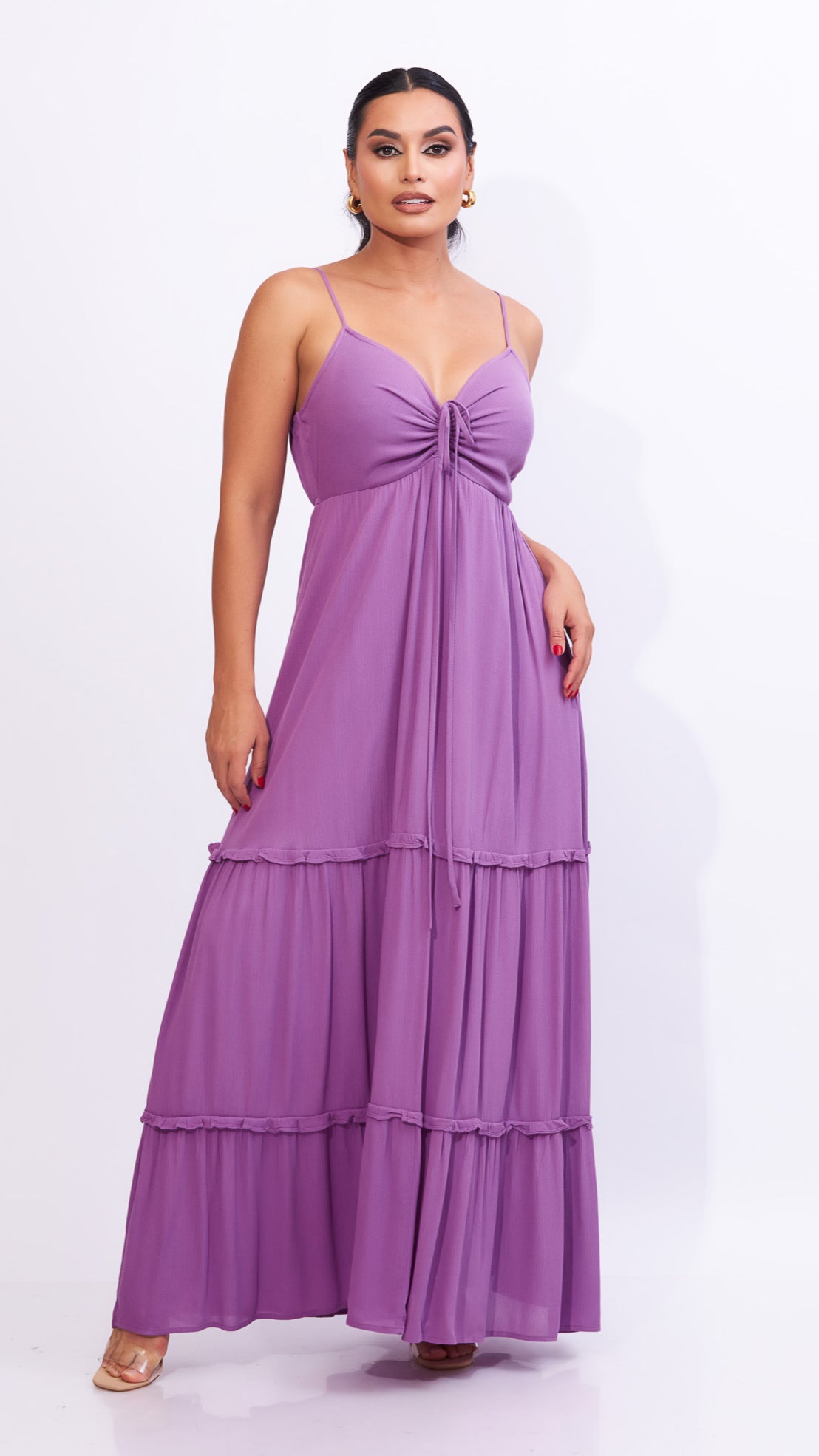 Maxi vestido tirantes color morado