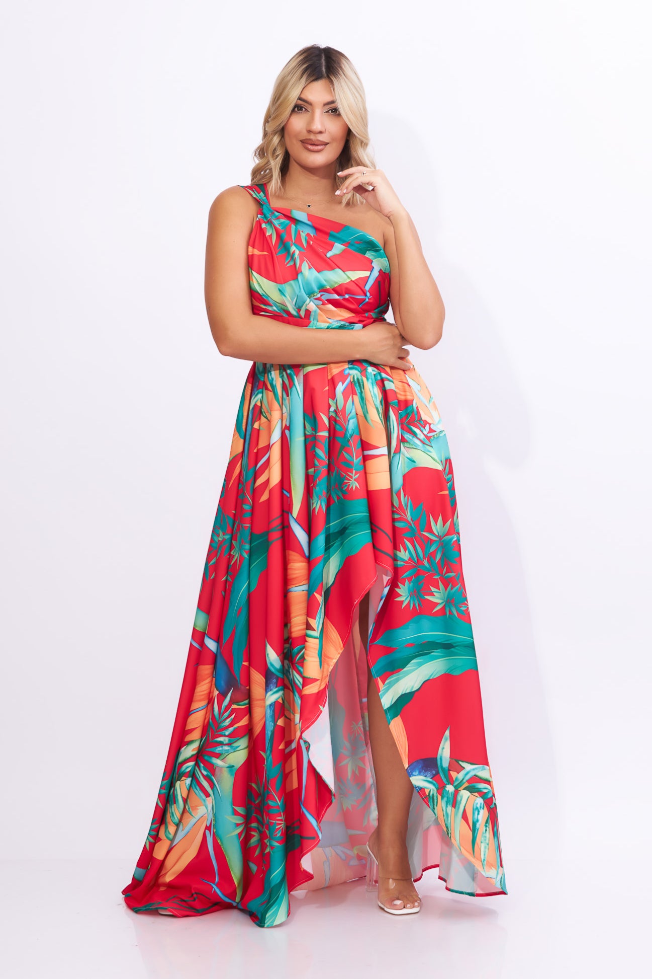 Maxi vestido estampado rojo