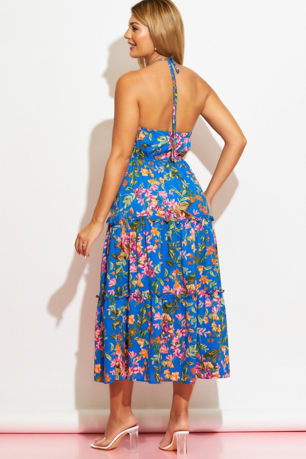 Vestido azul estampado