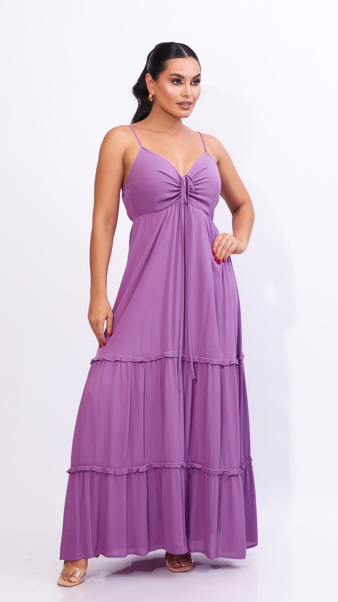 Maxi vestido tirantes color morado
