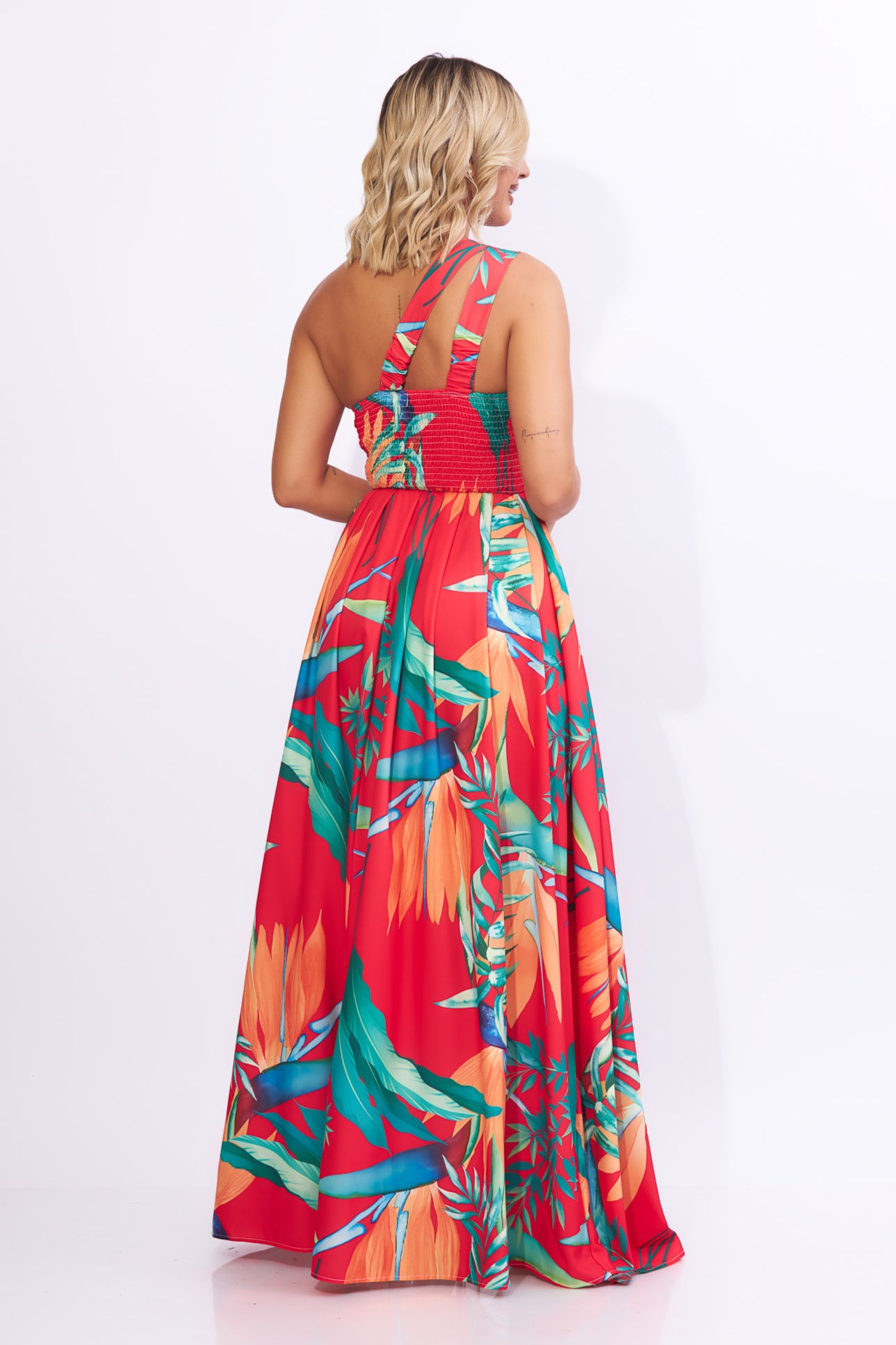 Maxi vestido estampado rojo