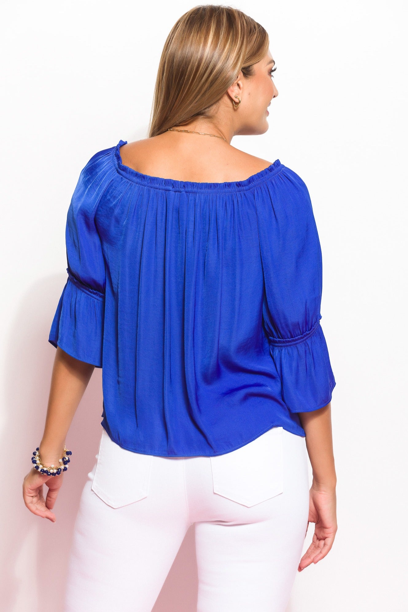 Blusa Off Shoulder azul