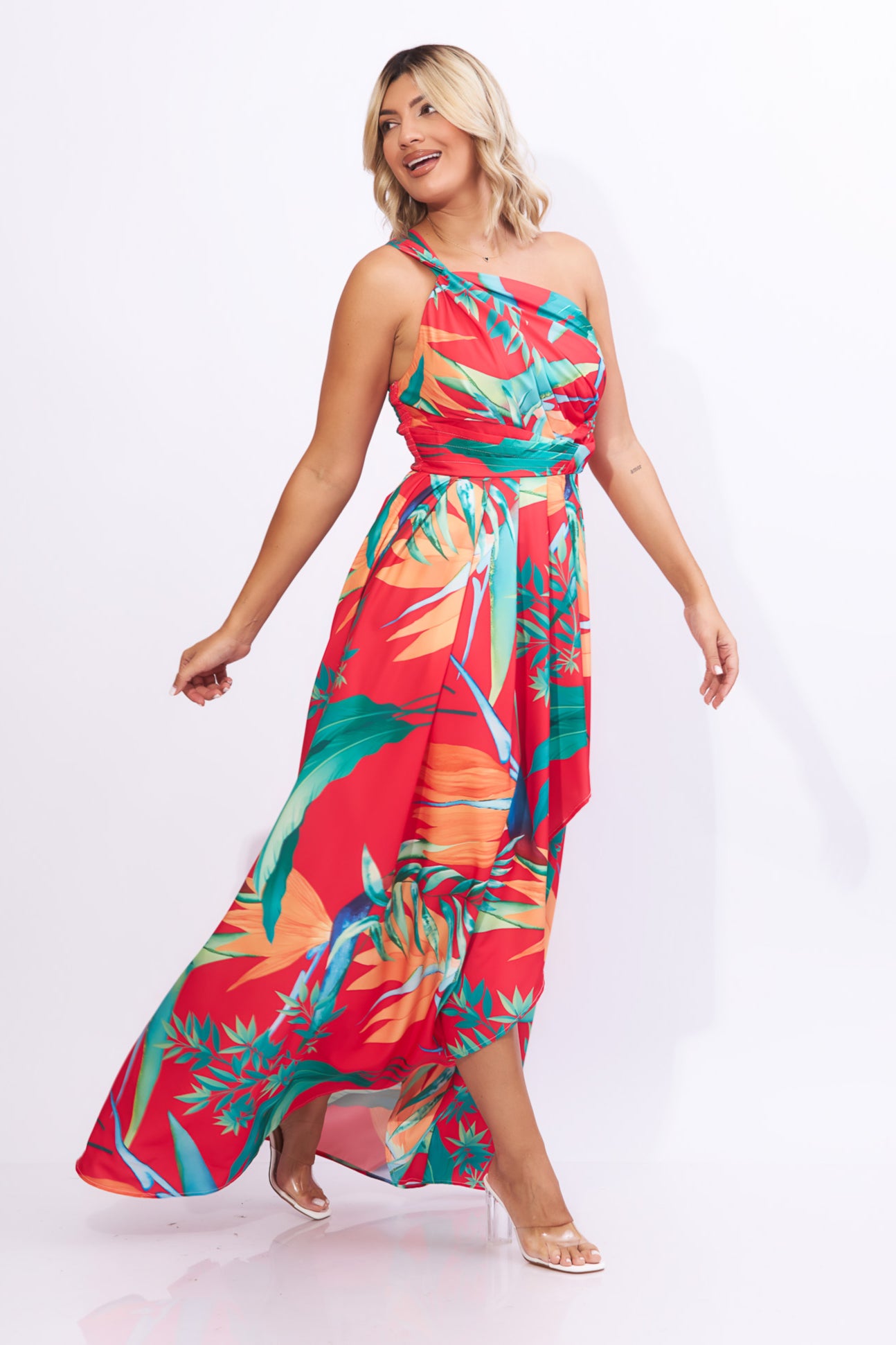Maxi vestido estampado rojo