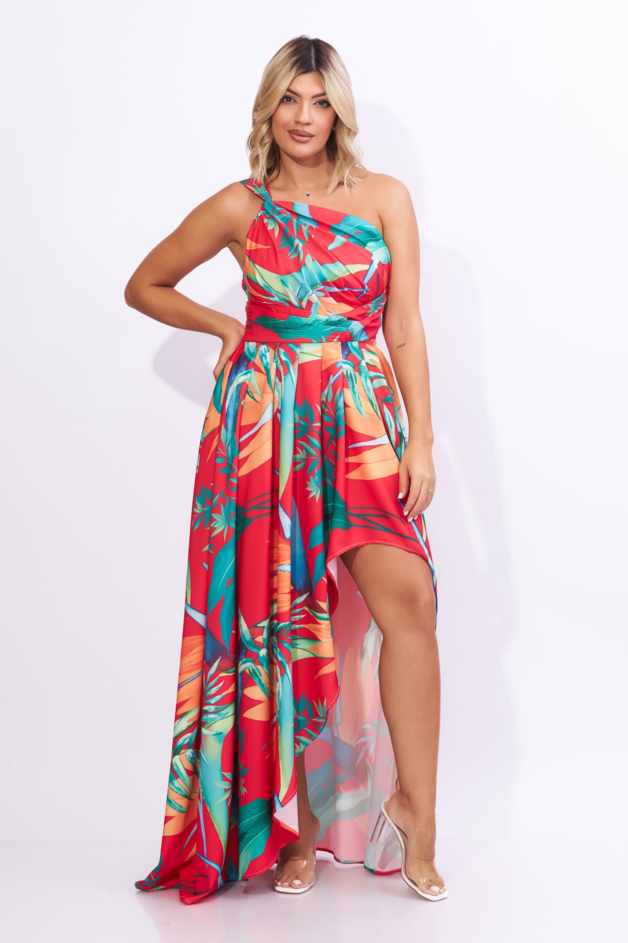 Maxi vestido estampado rojo
