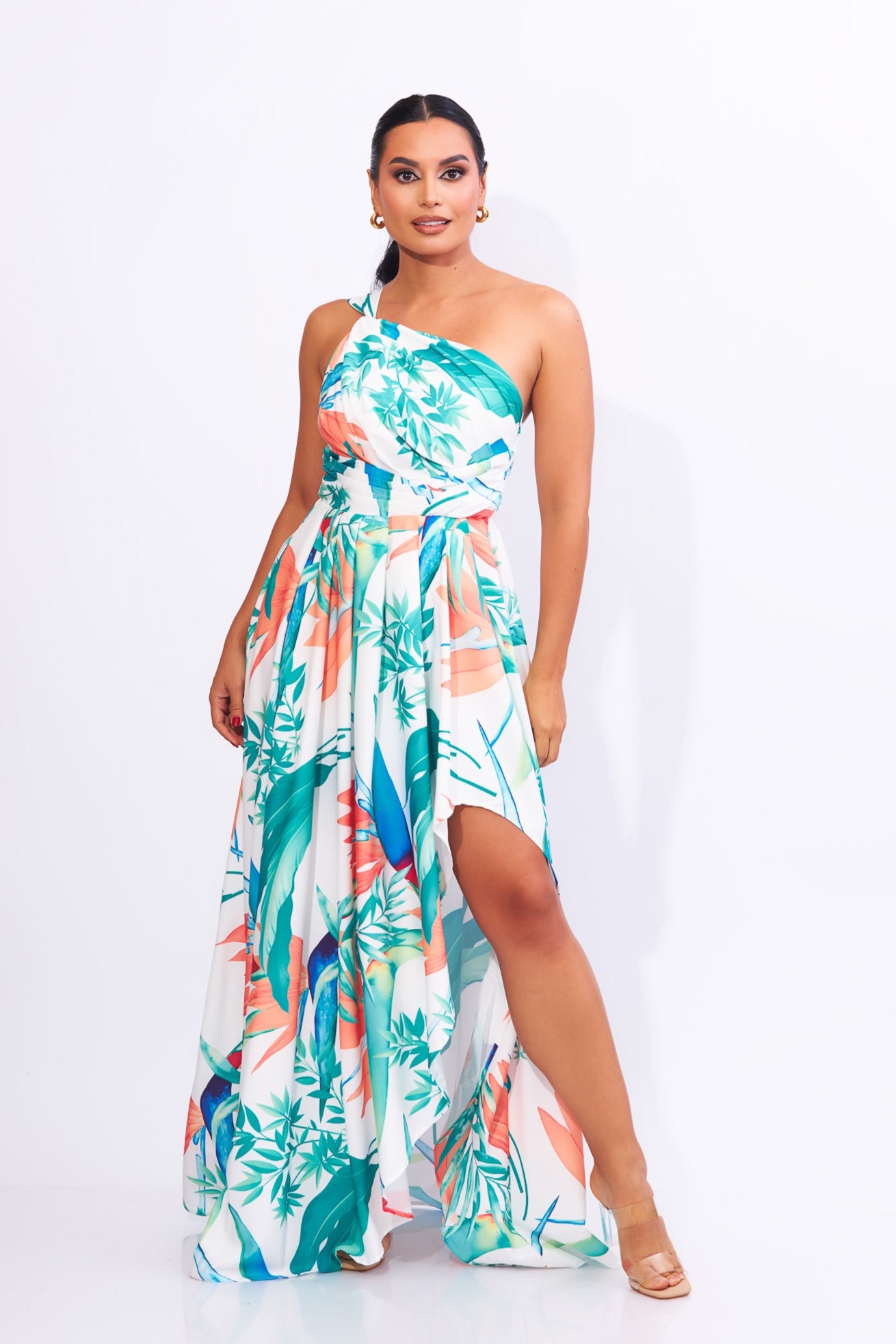 Maxi vestido estampado en blanco